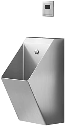 Wall Mounted Urinal 304 Stainless Steel urinals, Induction Drainage Public Toilet urinals, Commercial Washout Urinal,Urinal Funnel Toilet Bathroom Accessory for Home (Silver B)