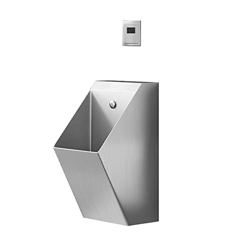 SSRURYWZ Wall Mounted Urinal 304 Stainless Steel urinals, Induction Drainage Public Toilet urinals, Commercial Washout Urinal,Urinal Funnel Toilet Bathroom Accessory for Home (Silver B)
