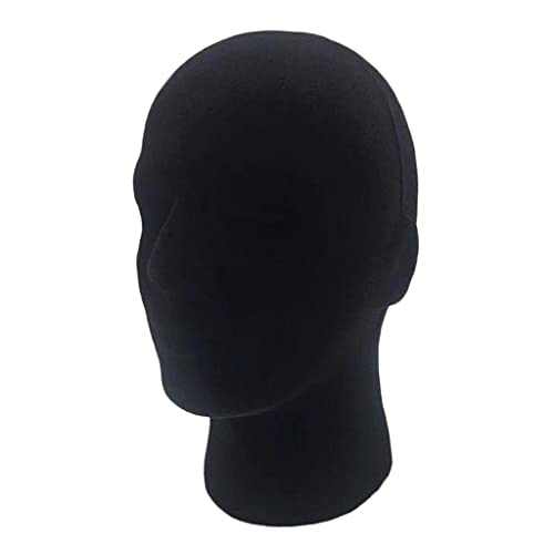 Cabeza de maniquí de espuma para pelucas con base ligera y acabado negro mate 03