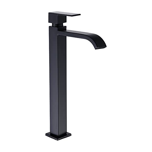 Robinet de bassin pour salle de bain moderne évier cascade eau froide design noir mat