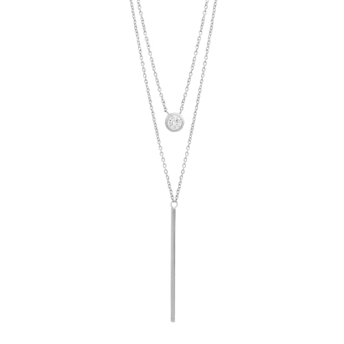 Silpada 'London Decker' Cubic Zirconia Layered Pendant Necklace In Sterling Silver, 17" + 2" #TOP29