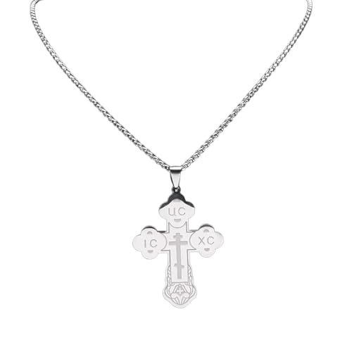 Collier croix orthodoxe orientale en argent pour homme et femme de foi