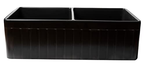 Alfi Brand Matte Reversible Apron 33" X 18" Double Bowl Fireclay Farm Sink Abf3318D-Bm #TOP7