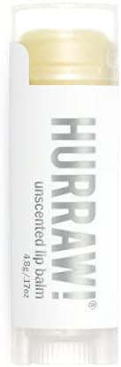 Hurraw! Unscented Lip Balm: Organic, Certified Vegan, Cruelty and Gluten Free. Non-GMO, 100% Natural Ingredients. Bee, Shea, Soy and Palm Free. Made in USA
