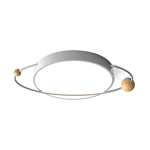 Plafonnier LED rond 54 cm en bois et fonte, lustre multicolore 6 couleurs pour chambre d'enfant