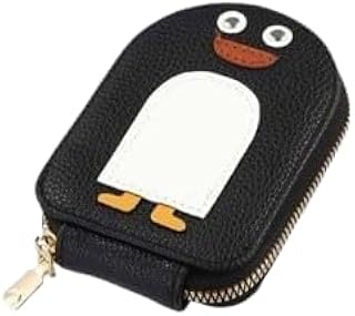 Cute Cartoon Penguin Card Holder Wallet with Zipper, Compact Mini Coin Purse with Accordion Card Slots Price In India