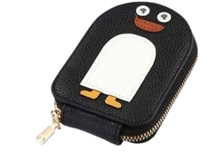 Cute Cartoon Penguin Card Holder Wallet with Zipper, Compact Mini Coin Purse with Accordion Card Slots-picture-17