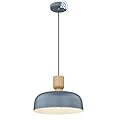Luminzone Industrial Pendant Lights, 12.4 inch Farmhouse Pendant Light with Dusk to Dawn Sensor, Adjustable Hanging Light Fixtures with Hammered Metal Shade for Kitchen Island, Blue
