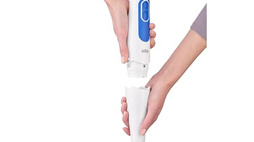 Braun Hogar Batidora de mano, 2 velocidades, campana antisalpicaduras, Blanco Y Azul, 700 W