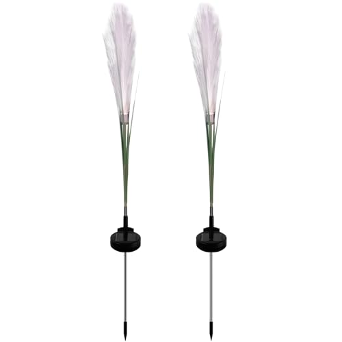 Lampe solaire extérieur roseau lot de 2 piquets de jardin étanches IP65 pour décoration pampa