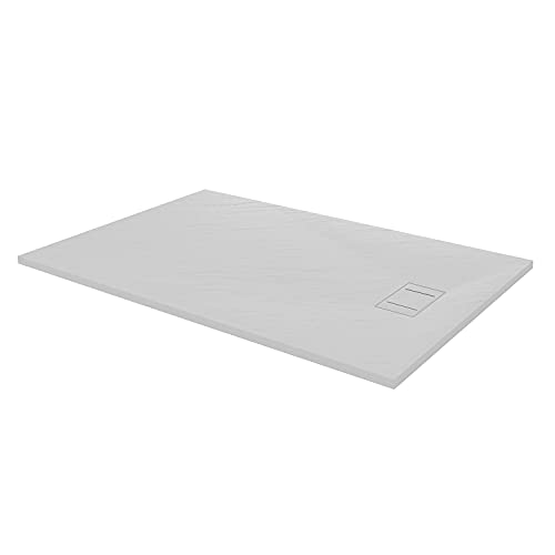 Plato de ducha efecto piedra con valvula incluida H. 2.6 cm - 90 x 120 Blanco Cover