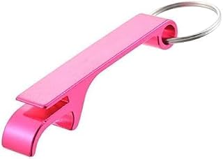 Llavero de metal portátil con 4 cierres y 1 abrebotellas, color rosa
