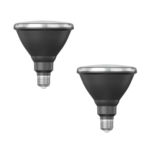 ledscom.de 2 x E27 LED Bulb, PAR38 Short Neck, Warm White (2700 K), 15.9 W, 1279lm, 43°, Reflector Mirror (Silver)
