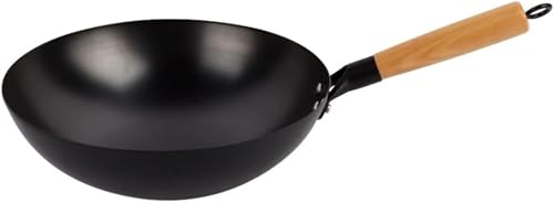 中華鍋 鉄中華鍋 手作り鉄鍋 焦げ付かない 軽量 省エネ ガス代節約 錆びない 木柄 ガスコンロ対応 鉄鍋 北京鍋 (30cm)