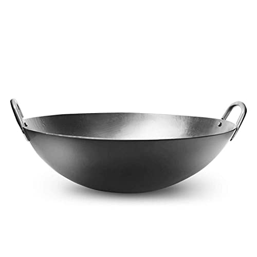 Wok Iron Pot - Sartén antiadherente de inducción binaural de 40 cm, sartén de cocina antigua sin revestimiento para uso doméstico