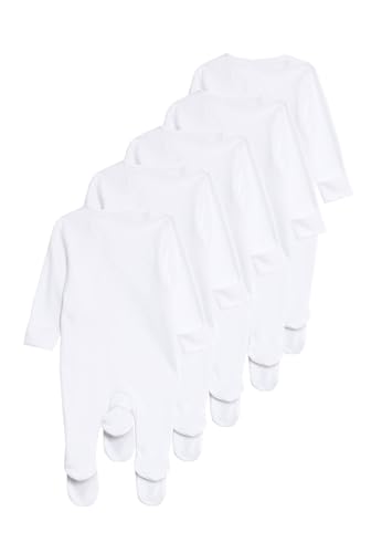 Marks & Spencer Pack de 5 Pijamas Enteros 100% algodón con Cremallera Delantera (3 kg-3 años) Blanco Niños Unisex 6-9 Meses