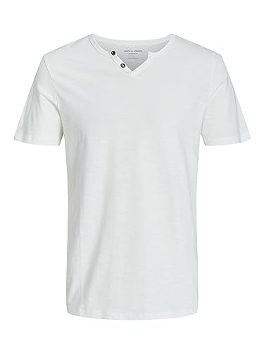 JACK & JONES Herren Basic T-Shirt V-Ausschnitt Kurzarm Jersey Baumwolle Shirt mit Knöpfen JJESPLIT