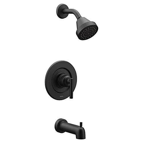 Moen Gibson Matte Black Pressure Balancing Eco-Performance Showerhead, Shower Handle, and Tub Spout,...