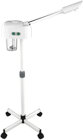 Longing Home Professional Facial Steamer, Standing Facial Steamer with Hot Mist & Ozone Function, Facial Steamer with Wfor Personal Home Salon Spa Skin Cleaning - White
