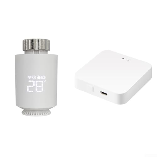 Zilimontt Válvula de termostato para radiador con programación semanal y detección de apertura de ventana para ahorro de energía, color blanco