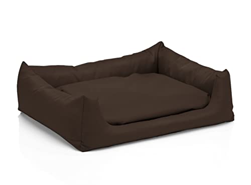 Juelle Hundebett aus Kunstleder Hundebett Kuschelbett Sofy Rex S-XXL (100x80cm, Dunkelbraun)