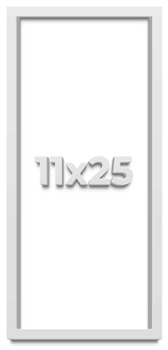 11x25 Shadow Box White Solid Pine Wood Picture Frame with Acid-Free Backing UV Acrylic & Hanging Hardware with 0.75 Inches of Usable Depth and 0.75 Inches Frame Moulding Width