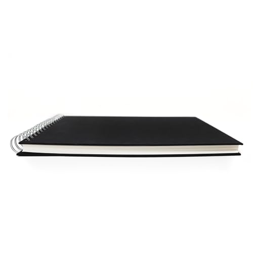 Artway Studio - Spiral Bound A4 Mixed Media Sketchbook - Landscape - 60 Sides / 30 Pages - 240gsm - Hardback, Black