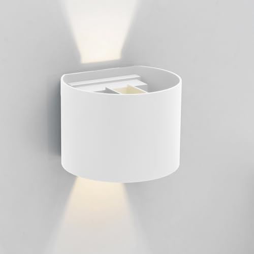 FORLIGHT AXIS Aplique de Pared para Exterior IPP55 de Diseño Moderno y Elegante. Iluminación Led de Fachada, Terraza o Jardín de 3000K. Aplique Redondo de Aluminio. Color Blanco