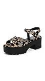 Tory Burch Women's T Lock Lug Heeled Sandals, Trench/Perfect Black, 11 Medium US