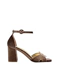 Azarey Sandalias Elegante de Terciopelo Taupe - (Talla 38)