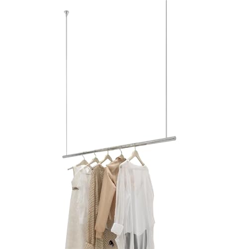 Perchero de techo ajustable de 0 300 cm de altura, acero inoxidable, diseño elegante plateado, perfecto para exhibición en tienda y uso doméstico (tamaño: 120 cm)