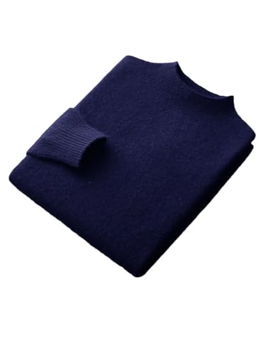 Men Mock Neck Wool Pullover Sweater Solid Soft Warm Cashmere Sweater Merino Wool Tops