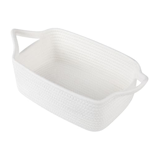 Image of OIAHOMY 7L Woven Basket, Gift Basket Empty with Gift Bags and Ribbons, Rope Baskets for Baby Showers, Storage Baskets with Handles for Nursery, Pet Toy Organizer - White