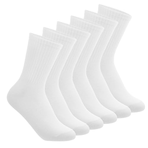 Lusofie 3 Paar Weiße Socken Kinder Sportsocken Weiße Socken Baumwolle Fussballsocken Kinder Atmungsaktive Nachhaltige für Jungen und Mädchen