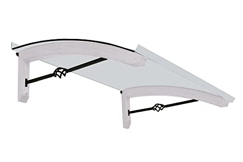 Pensilina da esterno in legno lamellare, copertura in policarbonato compatto trasparente, Modello Base Legno Pigna, dimensioni 90 x 150 cm, colore legno Bianco e ferro in grigio antracite