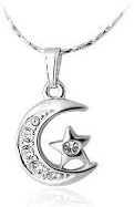 Rigant 18K RGP Alloy Moon & Star Pendant Necklace (White Gold) M. by Chonlyshop