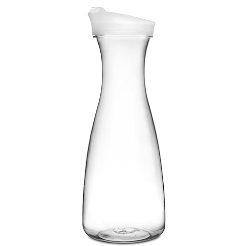 Plastic Carafe with Lid 35oz / 1ltr - Plastic Decanter, Water Carafe, Juice Carafe