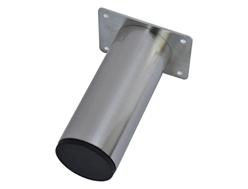 Metal Furniture Cylinder Legs 4" 5" 6" Brush Satin Nickel 4 Pc Set By Alpha Furnishings (5") #TOP1