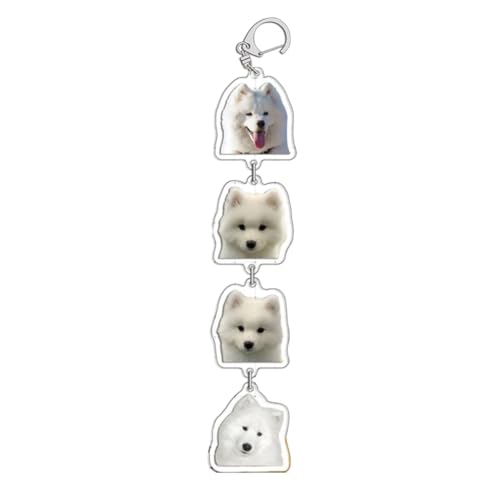Limtula Porte-clés élégant en acrylique pour les amateurs d'animaux domestiques, porte-clés en forme d'animal fait à la main, 13. Samoyed, 13.Samoyed
