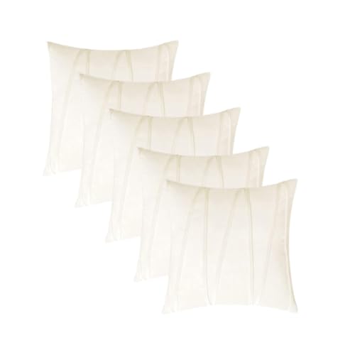 Image of Amazon Brand - Umi Decorative Striped Throw Pillow Covers 18 X 18 Inch,Soft Solid Velvet Pillow Covers Cushion Case with Zigzag Pattern for Sofa Bedroom 45 X 45 Cm (Pack of 5) Cream