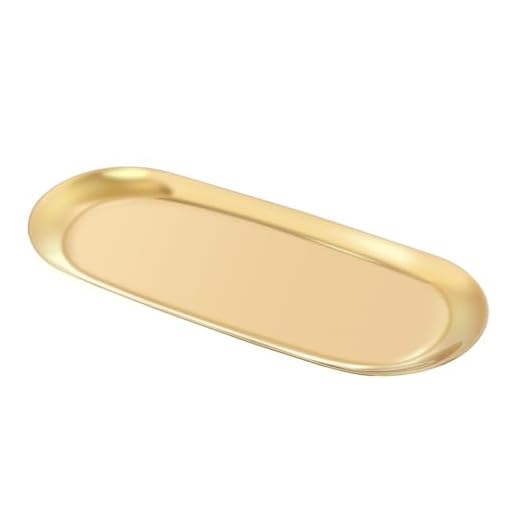 Stainless Steel Towel Tray Storage Tray Dish Plate Tea Tray Fruit Trays Cosmetics Jewelry Organizer, Gold, Oval