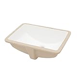 Undermount Bathroom Sink - Lordear 20x14 Inch Bathroom Vanity Sink Undermount Rectangle White Porcelain Ceramic Bathroom Under Counter Lavatory Vanity Sink Basin with Overflow