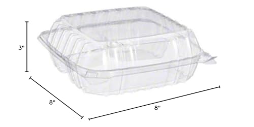 Dart Solo C90PST1 Dart 8 Inch X 8"X 3 Inch Clear Plastic Hinged Food Take-Out Container 1-Compartment thumb #3