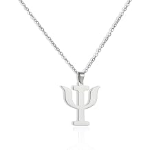 Amaxer Stainless Steel Adjustable Psi Greek Letter Necklace Psychology & Parapsychology Symbol Pendant for Daily Wear