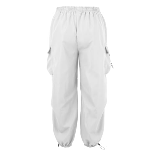 GOFULY Cargo Pants for Men Work Drawstring Elastic Waist Hip Hop Parachute Sweatpants with Multi Pockets Athletic Trousers4