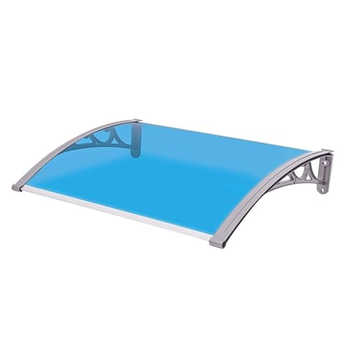Auvent de porte 60x90 cm bleu avec support blanc pour entrée