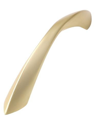 Image of Brushed Gold Cabinet Pulls 3 Inch Arch Twisted Brass Handles Drawer Kitchen Cupboard Bathroom Dresser Cabinet Hardware Zinc Alloy 2 Pack
