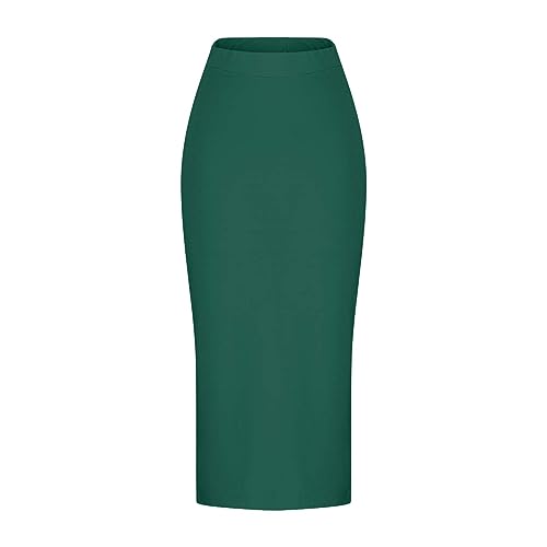 Pencil Midi Skirt for Women 2024 Summer Casual Trendy High Waist Solid Color Stretchy Bodycon Skirts with Side Slit2