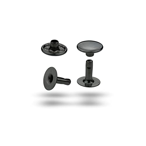 IstaTools Remaches huecos para cuero de una sola cabeza de latón inoxidable, remaches para bolsos cinturones de tela (10 x 10 mm, Fume, 50)