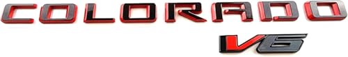 Image of 4Pcs New Body Side Tailgate Side Emblems 3D Badge Logo Truck Nameplate Sticker Letter 85594766 Replacement for 2015-2022 Colorado V6 (Black Red)